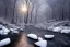 Placeholder:  stone path lit river winter