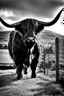 Placeholder: Giant black metal highland cow