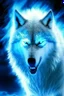 Placeholder: winter white gagantuan wolf beast angry glowing eyes breathing ice blue fire