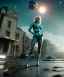 Placeholder: Ultra Realistic retro sci-fi 1960 scene, waist up view portrait, blonde woman, sweet young Marilyn Monroe face, perfect iris, tight latex coat, alien planet background, tight style, steel sphere dron levitating, fog, rain, soft color, highly detailed, unreal engine 5, ray tracing, RTX, lumen lighting, ultra detail, volumetric lighting, 3d, finely drawn, high definition, high resolution.