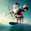 Placeholder: Santa standing of surfboard surfing a big wave, surfboard, beach, character design by cory loftis, fenghua zhong, ryohei hase, ismail inceoglu and ruan jia. unreal engine 5, artistic lighting, highly detailed, photorealistic, fantasy