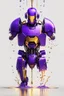 Placeholder: Human Like Cyborg, Royal purple and Gold, Combat Robot, Dangerous, Strong, Destroyed, Inside a Vat of Liquid