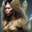 Placeholder: Beyonce, long black hair, elemental face, Unreal Engine 5, highly detailed, highest quality, digital painting, complex 3d render, unreal engine render, insane detail, intricate photograph quality, magnificent, majestic, highly intricate, Realistic photography, grand hall, wicked throne, holding scepter, crown of barbwire, dark color palette, metallic, highly detailed, highest quality, digital painting