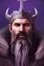 Placeholder: highly detailed portrait of an elegant viking king with a beard, ornate crown, beautiful symmetrical face, purple tones, purple background, glowing skin, digital painting, artstation, concept art, smooth, clear focus, illustration, greg rutkowski, artgerm, global lighting, detailed and fantasy