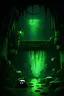 Placeholder: An animated 2d platformer of an apocalyptic sewer, dark and creepy with a very very very dark green color scheme
