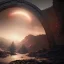 Placeholder: stargate, saturn landscape highly detailed, cinematic, ultra photorealistic, ultra realistic, volumetric lighting, gloomy, nighttime