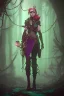 Placeholder: steampunk elf in a neon dystopian forest