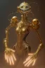 Placeholder: concept art of a giant mechanical clockwork marionette made of brass and gold in a dark moody interior, puppet, ornate, engraved highly detailed, fantasy, render, digital painting, trending on artstation, illustration, in the style of piotr jablonski, artgerm and greg rutkowski, dishonored, arkane lyon