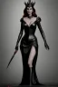 Placeholder: Julia Roberts as evil queen in black leather gown, evil, busty, cleavage, curvy, angry, stern look. character design by cory loftis, fenghua zhong, ryohei hase, ismail inceoglu and ruan jia. unreal engine 5, artistic lighting, highly detailed, photorealistic, fantasy