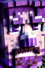 Placeholder: a close-up portrait of a purple Minecraft face, farmer, 3d, large pixel style