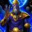 Placeholder: God-like man with infinite power who owns the galaxies and wears a beautiful crown with thanos Infinity Gauntlet