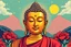 Placeholder: pop art pixels 1000 images budha in the style of fusaka