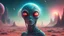 Placeholder: "An extraterrestrial being on a distant planet captured in a close-up photograph with moderate quality. The image portrays a sci-fi, surreal, and otherworldly ambiance, with vibrant colors that evoke a sense of fantasy and imagination. This digital artwork showcases high detail and resolution, serving as concept art for a 4k depiction of extraterrestrial life."