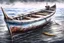 Placeholder: Fisherboat, realistic, colorfull, ocean, small boat, rowing boat