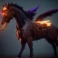 Placeholder:  horse with black wings spewing flames from its mouth, steampunk, unreal 5, octane render, cinema4d, dynamic lighting, dramatic lighting, 4k, redshift render, highly detailed, hyper realistic