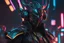 Placeholder: Dark cosmic yone in 8k live cyberpunk artstyle, cyber mask, two swords , close picture, neon lights, intricate details, highly detailed, high details, detailed portrait, masterpiece,ultra detailed, ultra quality