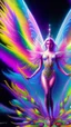 Placeholder: close up of a psychedelic angel flying in a magic forest full of coloured mushrooms, fluorescent, ultra detailed, photorealistic, Android Jones style