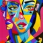 Placeholder: a painting of a woman with a colorful face, a cubist painting by Romero Britto, featured on pixiv, cubism, picasso, cubism, fauvism