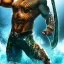 Placeholder: Fantasy, Dwayne Johnson as Aquaman, heroic, award winning, insanely detailed, sunlit, realistic, ocean,acrylic paint, 8k resolution, hdr, trident