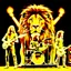 Placeholder: Aslan and the Warriors of Narnia performing as a rock band