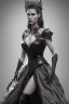 Placeholder: Jennifer Anishton as evil queen in black leather gown, cleavage, angry, dominant, emperious, stern look unreal 5, octane render,cinema4d, dynamic lighting, dramatic lighting, 4k, redshift render, highly detailed, hyper realistic