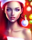 Placeholder: girl in Santa dress, close up portrait, Christmas colored hair, smiling