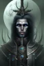 Placeholder: portrait of a dark male dark elf with long white hair, haunting eyes, and wearing a steampunk exoskeleton powered by gears, in fantasy style