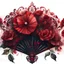 Placeholder: watercolor gothic vintage fan, dark red with flowers, white lace and rubies, white background, Trending on Artstation, {creative commons}, fanart, AIart, {Woolitize}, by Charlie Bowater, Illustration, Color Grading, Filmic, Nikon D750, Brenizer Method, Side-View, Perspective, Depth of Field, Field of View, F/2.8, Lens Flare, Tonal Colors, 8K, Full-HD, ProPhoto RGB, Perfectionism, Rim Lighting, Natural Lightin