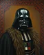 Placeholder: Renaissance painting of darth vader in persian rug fur as a fashion model, vogue, --ar 3:4