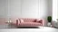 Placeholder: Scandinavian living room with pink sofa on empty white wall background.3D rendering