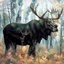 Placeholder: 90's fantasy tcg art of a moose in forest