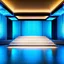 Placeholder: beautiful dance stage with no dancers in luxury modern hall dynamic lights, modern furniture light blue & gray theme