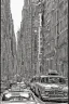 Placeholder: A Coloring book page, black and white, new york classic standard Townhouse, classic new york city taxi, busy street. The outlines should be simple and suitable for younger colorists.