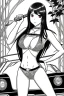 Placeholder: Yui Hatano as drawn by Akira Hiramoto, black and white