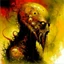 Placeholder: Strychnine Lovecraftian biomechanism, abstract surrealism, by Dave McKean and Stephen Gammell and VS Gaitonde, mind-bending illustration; warm colors, off-centered fragmented composition, dark shines war, acid burn colors