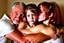 Placeholder: beautiful auburn hair teenage laracroft girls with grandpa in bedroom, hugging dad bare lips