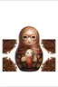 Placeholder: draw a matryoshka doll in the style of Khokhloma, the matryoshka is smiling, take the matryoshka dolls patterns from Khokhloma