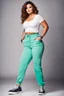 Placeholder: full body portrait of a girl fashion model curvy hair,pretty pants and top, perfect face,sport shoes, photo studio lights