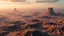 Placeholder: landscape covered in craters that looks futuristic with futuristic lighting, realistic rendering