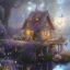 Placeholder: high-quality, fine-detail beautiful magical cottage with a clear, reflective lake, flowers, butterflies, small globes of iridescent light, tranquil, gorgeous, 8k resolution, 3D octane render, intricate, digital art, detailed matte, volumetric lighting, George Grie, Anne Dittman, Anne Stokes, Lisa Parker, Selina French, Alphonese Mucha