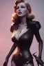 Placeholder: Rita Hayworth as evil queen in black leather, busty, cleavage, dominatrix, curvy, angry, stern look. character design by cory loftis, fenghua zhong, ryohei hase, ismail inceoglu and ruan jia. unreal engine 5, artistic lighting, highly detailed, photorealistic, fantasy