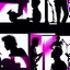 Placeholder: The silhouette of a musical performer in the spotlight. - very noticeable shadows - very realistic details - style: "synthwave"