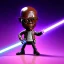 Placeholder: Bald Samuel jackson purple jedi bobblehead with lightsaber and boots,