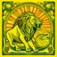 Placeholder: Art deco design of a lion eating a sun