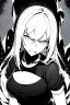 Placeholder: angry blonde girl, angry pose, greyscale