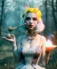 Placeholder: Ultra realistic wonderland photo, happy blonde Alice smoking a pipe, blue dress, white rabbit pet, circus dress style, old school tattoo, smoke, marijuana garden, glow eyes, perfect iris, soft color, highly detailed, unreal engine 5, ray tracing, RTX, lumen lighting, ultra detail, volumetric lighting, high definition.