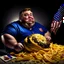 Placeholder: patriotic repulican super fat american eating a giant pile of fries on the moon HD