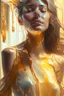 Placeholder: WOMEN WITH transparent Liquid honey dripping, photorealistic beautiful woman, light hair, full body, cover, hyperdetailed painting, luminism, Bar lighting, complex, 4k resolution concept art portrait by Greg Rutkowski, Artgerm, WLOP, Alphonse Mucha,