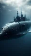 Placeholder: ,surrealism of the dark of a nightmare , hyper photorealistic, hyper detailed bright art color, high resolution, fog, octane render, tilt shift, HDRI Environment, all pictures gray, a torpedo shot out an American modern submarine under the ocean water