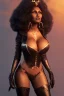 Placeholder: Pam Grier as evil queen in black leather, leather, busty, cleavage, angry, stern look. character design by cory loftis, fenghua zhong, ryohei hase, ismail inceoglu and ruan jia. unreal engine 5, artistic lighting, highly detailed, photorealistic, fantasy